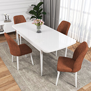 Zayn Beyaz 80x132 Suntalam Açılabilir Mutfak Masası Takımı 4 Adet Sandalye