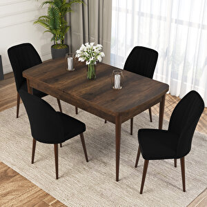 Zayn Barok Desen 80x132 Suntalam Açılabilir Mutfak Masası Takımı 4 Adet Sandalye