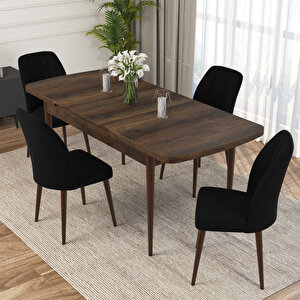 Zayn Barok Desen 80x132 Suntalam Açılabilir Mutfak Masası Takımı 4 Adet Sandalye