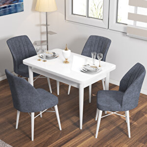 Neri Beyaz 70x110 Sabit  Mutfak Masası Takımı  4 Adet Sandalye