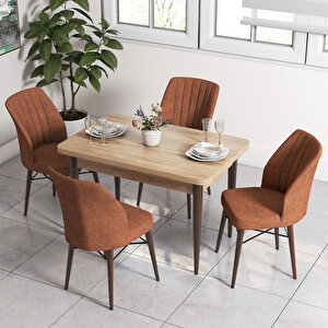 Neri Meşe Desen 70x110 Sabit  Mutfak Masası Takımı  4 Adet Sandalye