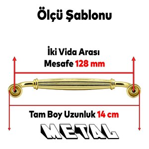 Parga Mobilya Mutfak Dolabı Çekmece Dolap Kapak Kulpu Kulbu Altın (128 Mm-12.8 Cm) Metal Kulpları