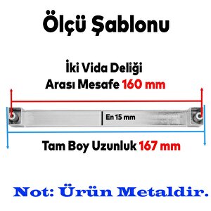 Bihter Düz Mobilya Mutfak Dolabı Çekmece Dolap Kapak Kulpu Kulbu Krom160 Mm Metal Kulp