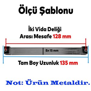 Bihter Düz Mobilya Mutfak Dolabı Çekmece Dolap Kapak Kulpu Kulbu Füme 128 Mm Metal Kulp
