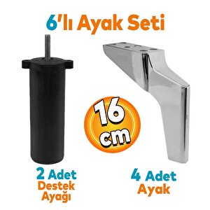 Logan 6'lı Set Mobilya Tv Ünitesi Çekyat Koltuk Kanepe Destek Ayağı 16 Cm Krom Ayak M8 Civatalı