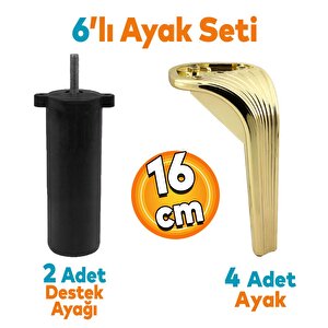 Lotus 6'lı Set Mobilya Tv Ünitesi Çekyat Koltuk Kanepe Destek Ayağı 16 Cm Altın Ayak M8 Civatalı