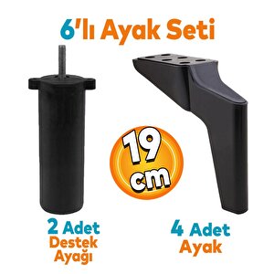 Logan 6'lı Set Mobilya Tv Ünitesi Çekyat Koltuk Kanepe Destek Ayağı 19 Cm Siyah Ayak M8 Civata