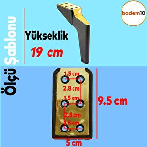 Logan 6'lı Set Mobilya Tv Ünitesi Konsol Koltuk Kanepe Destek Ayağı 19 Cm Siyah Altın Ayakları M8