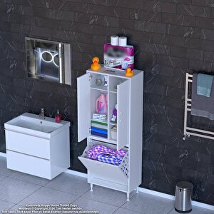 Yeni Inci 55 X 165 Cm Kapaklı Ve Çamaşır Hazneli Banyo & Mutfak Dolabı