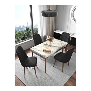 Fixed Efes 4 Siyah  Sandalye 70x110 Sabit Yemek Masası