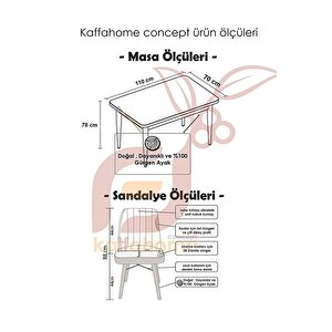 Fixed Efes 4 Cappucino  Sandalye 70x110 Sabit Yemek Masası