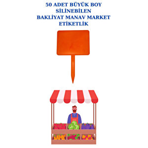 50 Adet Kırmızı Büyük Boy Yaz Sil Sapla Bakliyat Etiketliği Manav Etiketliği Pazarcı Etiketi