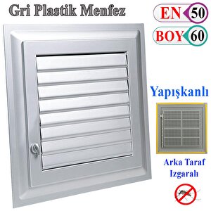 Menfez Banyo Wc Tuvalet Havalandırma Plastik Panjur Gri 50x60 Cm