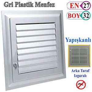 Menfez Banyo Wc Tuvalet Havalandırma Plastik Panjur Gri 27x32 Cm