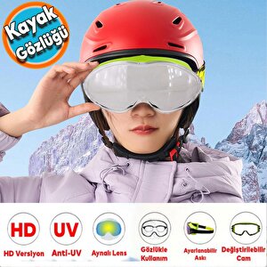 Kayak Gözlüğü Değiştirebilir Camlı Antifog Güneş Kar Koruyucu Gözlük Şeffaf Snowboard Glasses Gözlük