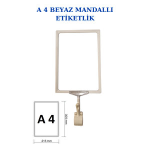 3 Adet Beyaz A4 Mandallı Fiyat Etiketi Sepet Etiketi Çerçeveli Fiyat Etiketi Eşek Askılık Etiketi