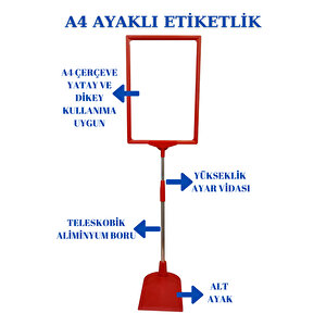 2 Adet Kırmızı A4 Ayaklı Fiyat Etiketi Sepet Etiketi Çerçeveli Fiyat Etiketi Eşek Askılık Etiketi