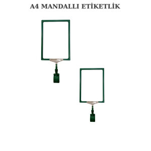 2 Adet Yeşil A4 Mandallı Fiyat Etiketi Sepet Etiketi Çerçeveli Fiyat Etiketi Eşek Askılık Etiketi