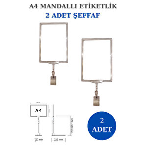 2 Adet Şeffaf A4 Mandallı Fiyat Etiketi Sepet Etiketi Çerçeveli Fiyat Etiketi Eşek Askılık Etiketi