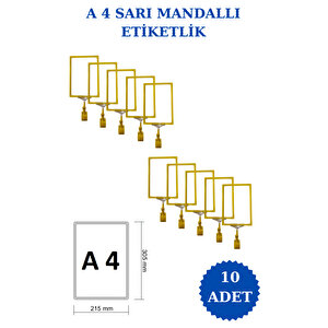 10 Adet Sarı A4 Mandallı Fiyat Etiketi Sepet Etiketi Çerçeveli Fiyat Etiketi Eşek Askılık Etiketi