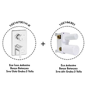 Eca Icon Ankastre Banyo Bataryası 2 Parça Set / 3 Yollu (102167301h-k+102166301)
