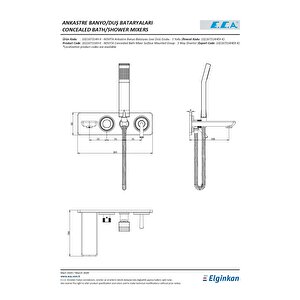 Eca Novita Ankastre Banyo Bataryası Duşlu 3 Parça Set / 3 Yollu  Eca.ankset.bd304
