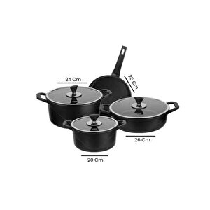 Parma Döküm Granit Set 7 Parça Siyah