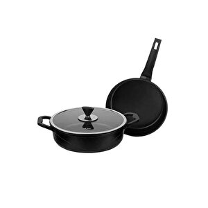 Parma Cast Alu Tencere Set Black 3 Parça