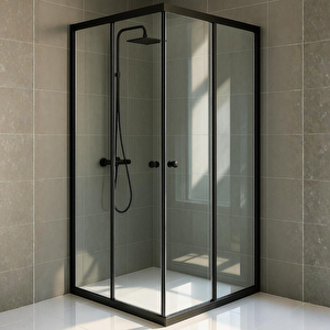 Duşakabin Kare Siyah Profil Şeffaf Cam 110x110 Cm 110x110 cm