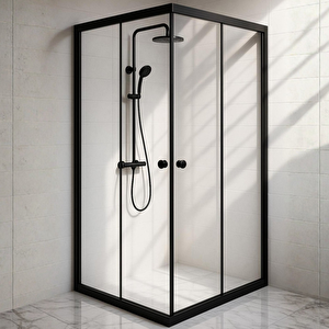 Duşakabin Kare Siyah Profil Şeffaf Cam 110x110 Cm 110x110 cm