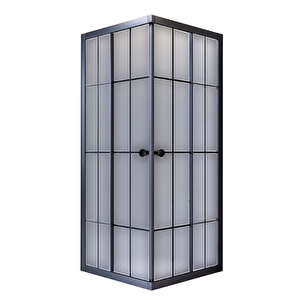 Durul Duşakabin Kare Siyah Çizgi Buzlu 75x80 Cm