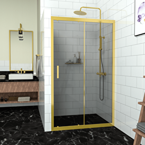 Gold Capello  6mm Füme Cam İki Duvar Arası 1 Sabit 1 Sürgü İki Duvar Arası Duşakabin 129 cm