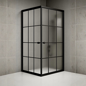 Duşakabin Kare Siyah Çizgi Buzlu 100x100 Cm 100x100 cm