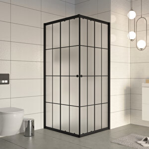 Duşakabin Kare Siyah Çizgi Buzlu 115x120 Cm 115x120 cm