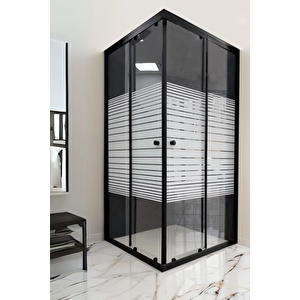 Duşakabin Kare Siyah Çizgili - Ölçü : 95x120 Cm 95x120 cm