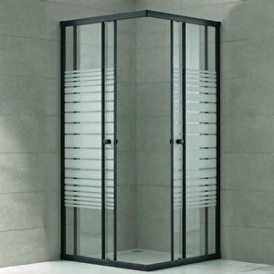 Duşakabin Kare Siyah Çizgili - Ölçü : 95x120 Cm 95x120 cm