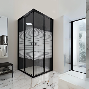 Duşakabin Kare Siyah Çizgili - Ölçü : 95x120 Cm 95x120 cm