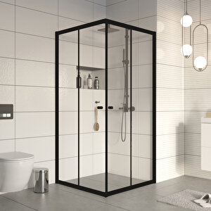 Duşakabin Kare Siyah Profil Şeffaf Cam 90x90 Cm 90x90 cm