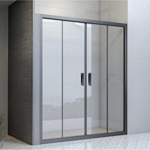 Duşakabin Ön Cephe Siyah Profil Şeffaf 5mm Cam H:190 - Ölçü : 163 163 cm