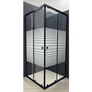 Duşakabin Kare Siyah Çizgili - Ölçü : 80x85 Cm 80x85 cm