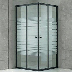 Duşakabin Kare Siyah Çizgili - Ölçü : 90x90 Cm 90x90 cm