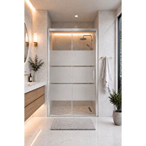 Duşakabin Ön Cephe Box Desen 5mm Temperli Cam Yükseklik 190 Cm Krom Profil - 135 Cm 135 cm