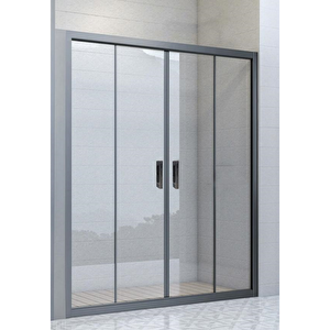 Duşakabin Ön Cephe Siyah Profil Şeffaf 5mm Cam H:190 - Ölçü : 182 182 cm
