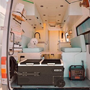 Iceco K95d 12/24volt 95 Litre Akülü/kablolu/ Çift Bölmeli Kompresörlü Tekerlekli Outdoor Oto Buzdolabı/dondurucu (akü Dahil Değild