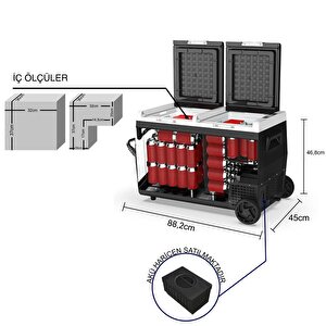 Iceco K75d 12/24volt 75 Litre Akülü/kablolu/ Çift Bölmeli Kompresörlü Tekerlekli Outdoor Oto Buzdolabı/dondurucu (akü Dahil Değild