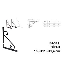 Perforje Raf Altı Raf Demiri Mat Siyah 15,5x11,5x1,4 Cm