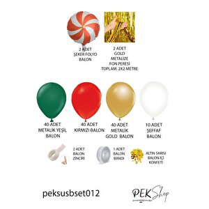 Lüks Yılbaşı Balon Paketi 138 Parça Lüks Yılbaşı Süsleri Büyük Yılbaşı Balon Zinciri