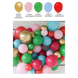 Yılbaşı Balonları 102 Parça Yılbaşı Balon Zinciri Yılbaşı Renkleri Balon Paketi
