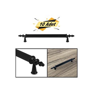 Lüx Ovacık Çekmece Dolap Kapak Kulpu Kulbu 192 Mm Mat Siyah Metal Kulp 10 Adet