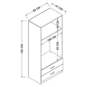 80 Cm Mat Beyaz 2 Kapaklı 2 Çekmeceli Elbise Dolabı - Gardırop